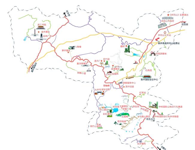 井冈山旅游地图（井冈山旅游地图景点）
