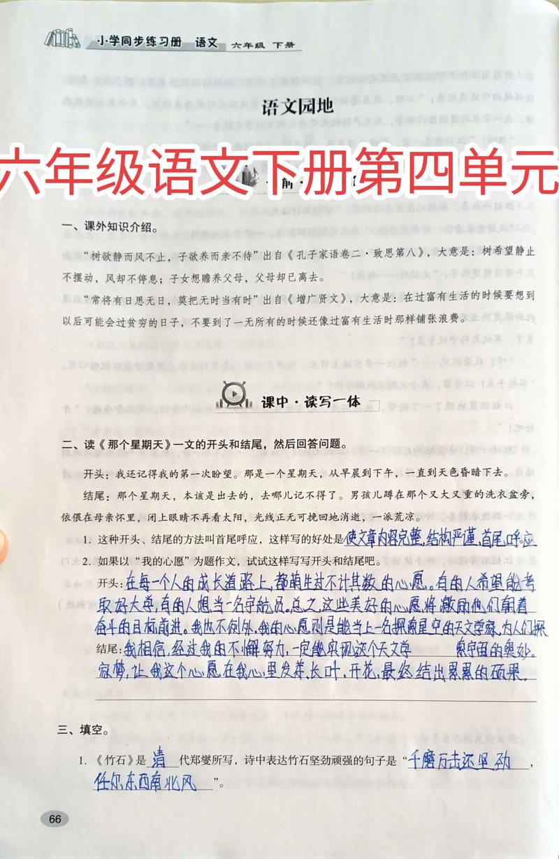 苏教版六年级下册语文练习与测试答案（苏教版六年级下册语文练与测试答案苏教版）